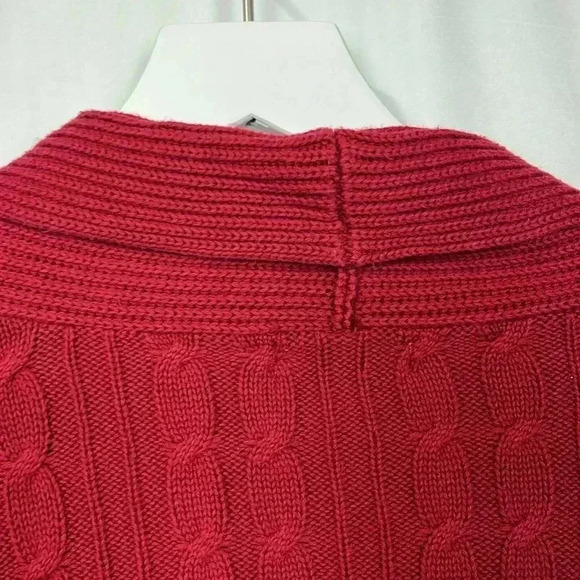 Croft & Barrow Womens Cardigan Red L Shawl Collar Cable Knit 3 Button Closure - Picture 9 of 14